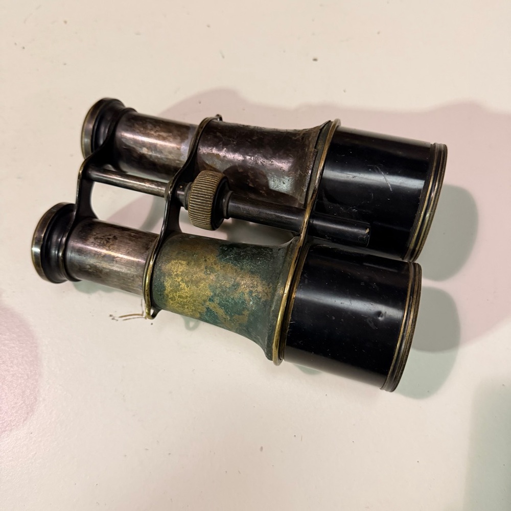 Antique Opera Glasses Binoculars – Victorian Brass & Leather Field Glasses